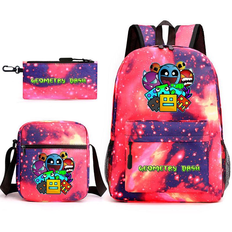 Geometry Sprint Game Backpack Geometry Dash Heat Transfer Backpack Elementary School Bag Leisure Bag