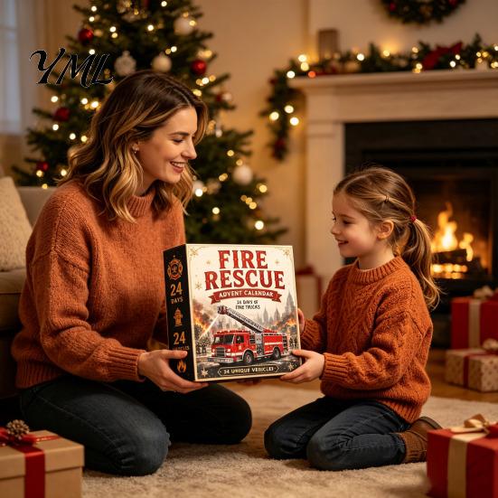 Ricordo Decorativo di Natale 2026 Calendario dell'Avvento Trasporti, Set di Ornamenti in Acrilico da 24 Giorni con Figure di Veicoli per Festa, da Appendere all'Albero