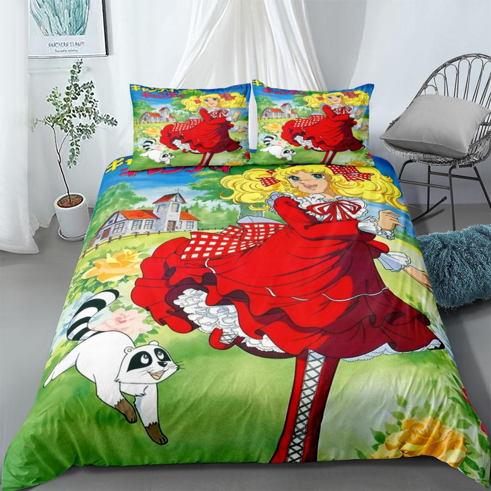 Candy Cutie Girl Duvet Cover Set UK Single Double King US Twin Full Queen Size Anime Bed Linen Set