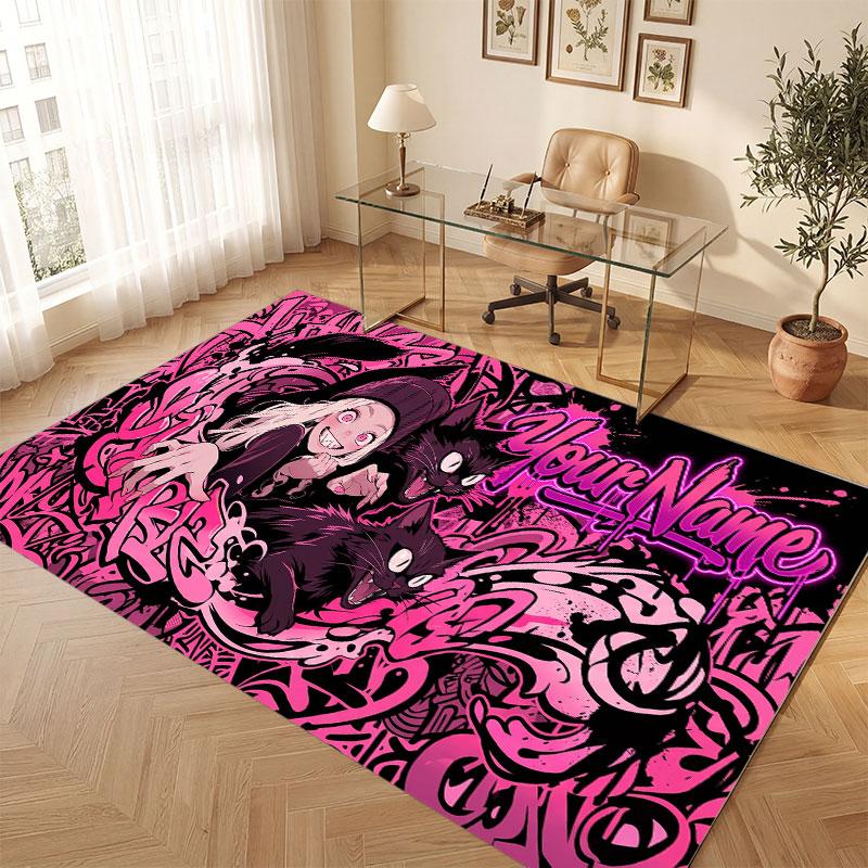 Fantasy Magic Theme Crystal Velvet Floor Rug Personalized Custom Name Text Warm Carpet Home Decoration