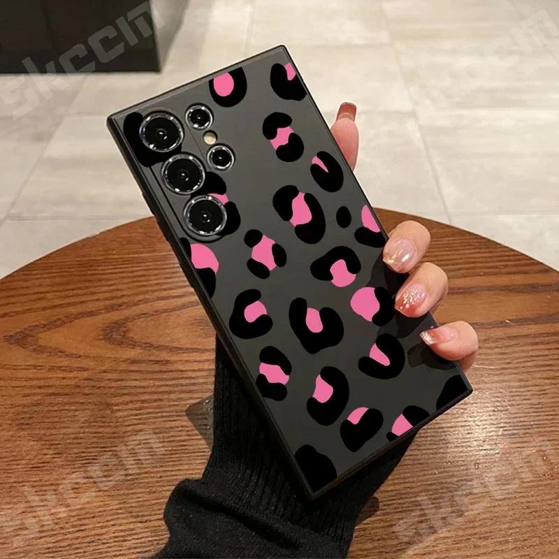 Fashion Leopard Print Phone Case For Samsung Galaxy S24 Ultra S23 Plus S22 S20 FE A73 A72 A71 A55 A54 A51 A50 Shockproof Cover