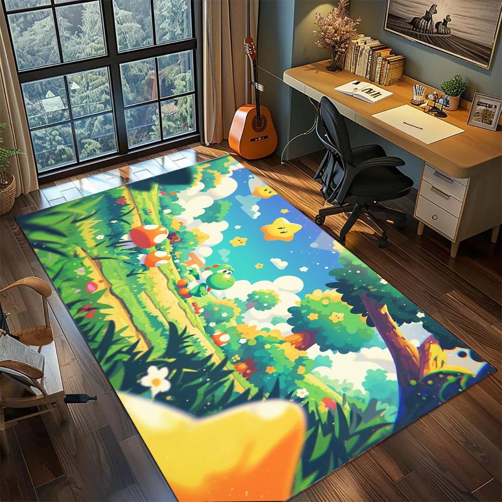 Mario Area Floor Mat Gamer Room Home, Non Slip Washable Large Area Carpet Rug Bedroom Decor.-TING