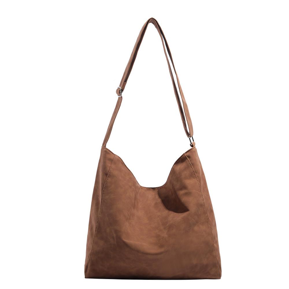 New tote bag with a high-end feel, single-shoulder crossbody bag, niche fashion versatile large-capacity vintage bucket bag for women