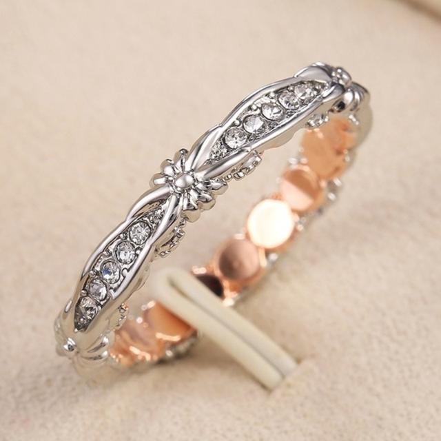 

Винтажные нежные обручальные кольца для женщин, двухцветный дизайн, микро-паве, кубический цирконий, аксессуары для пальцев, ювелирные изделия 6