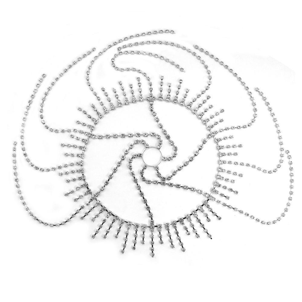 Flash Rhinestone Cap Headpiece Full Rhinestone Inlay Tassel Headband  Stage Performance