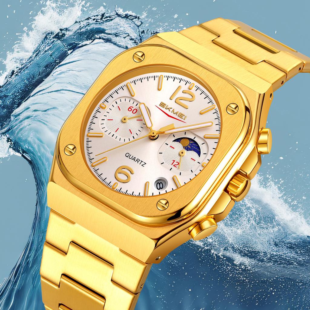 Men Watch Luxury Business Quartz Mens Watches Full Steel Waterproof Chronograph Wristwatch Men Relogio Masculino
