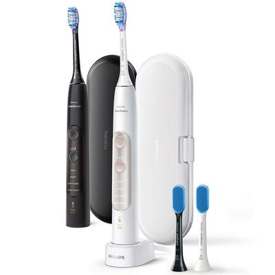 Sonicare ExpertClean Electric Toothbrush with Portable (2-Pack Rechargeable/Travel Case) HX9692/21 Black/White