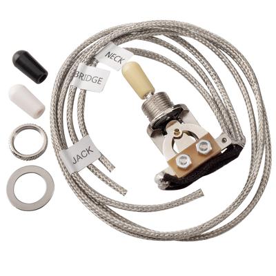 Musiclily Pro Przełącznik Toggle z Plecionym Metalowym Niklowanym Przewodem dla Gitar Elektrycznych LP Les Paul, Wstępnie Okablowany 3-drożny Przewód, Lutowany,