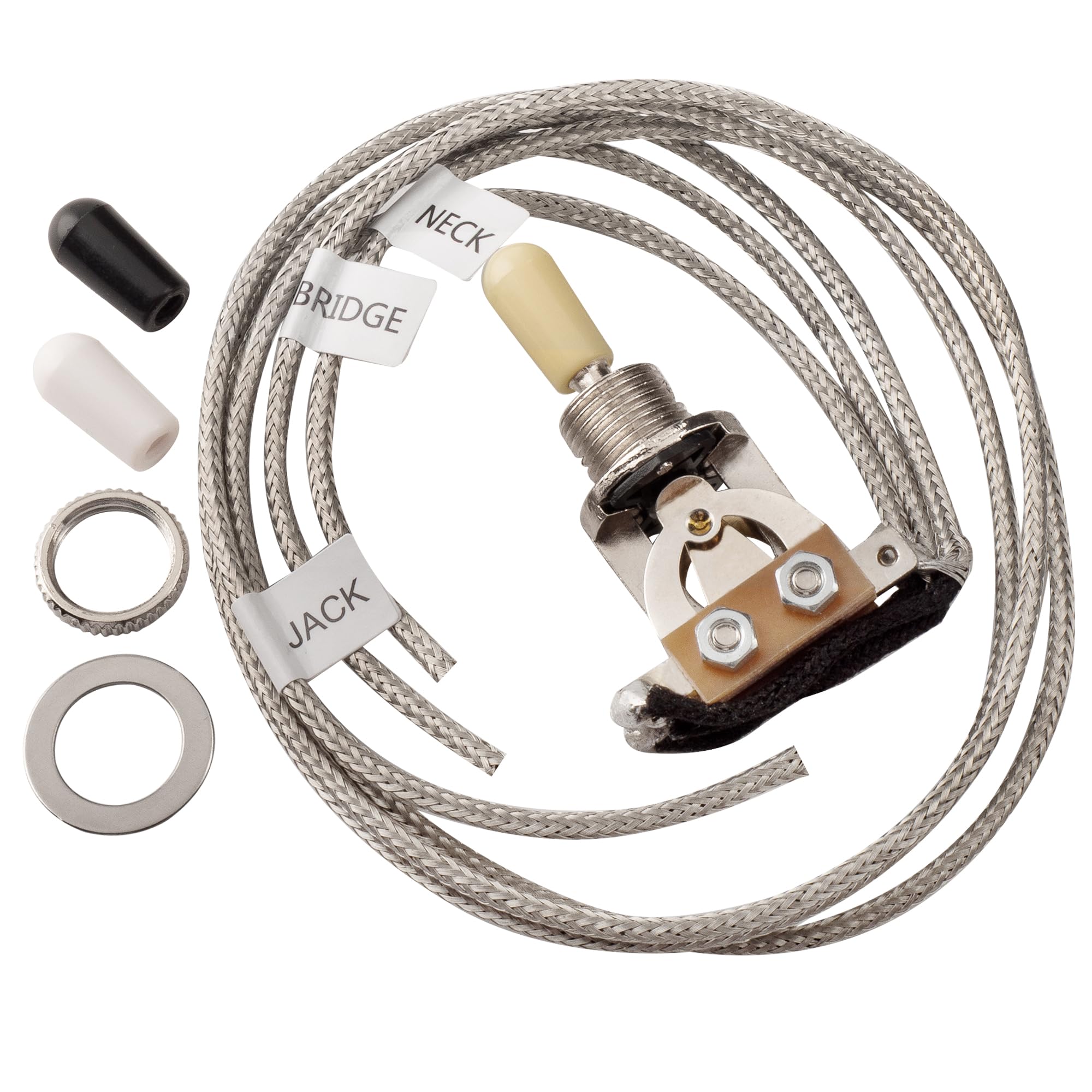 

Musiclily Pro Тумблер с оплетенным металлом никелевым проводом для электрогитар LP Les Paul, предварительно распаянный 3-позиционный, припаянный,