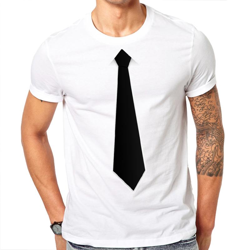 

2017 New Fashion O-Neck Active Personalized Print Black tie design white T Shirt Hip Hop Short Sleeve T Shirts Men 4XL