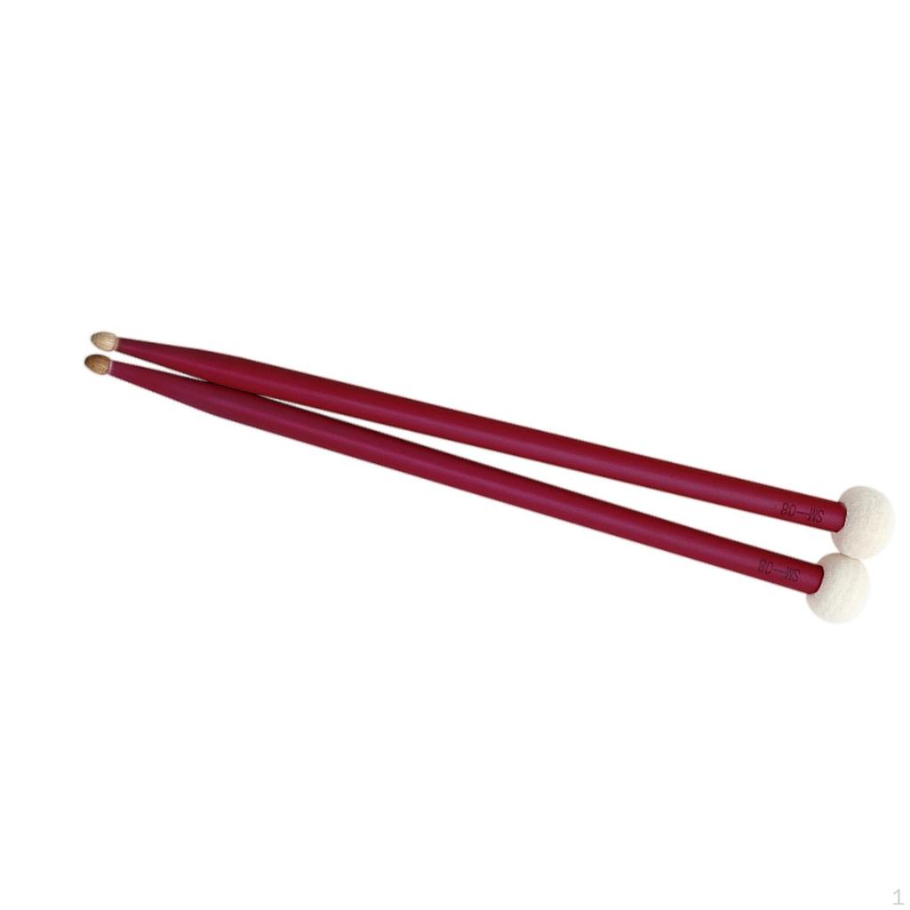 2 Classic Maple Wood Drumsticks Double End Cymbal Mallet Wooden Tip for Kit Bass Drums Replacement
