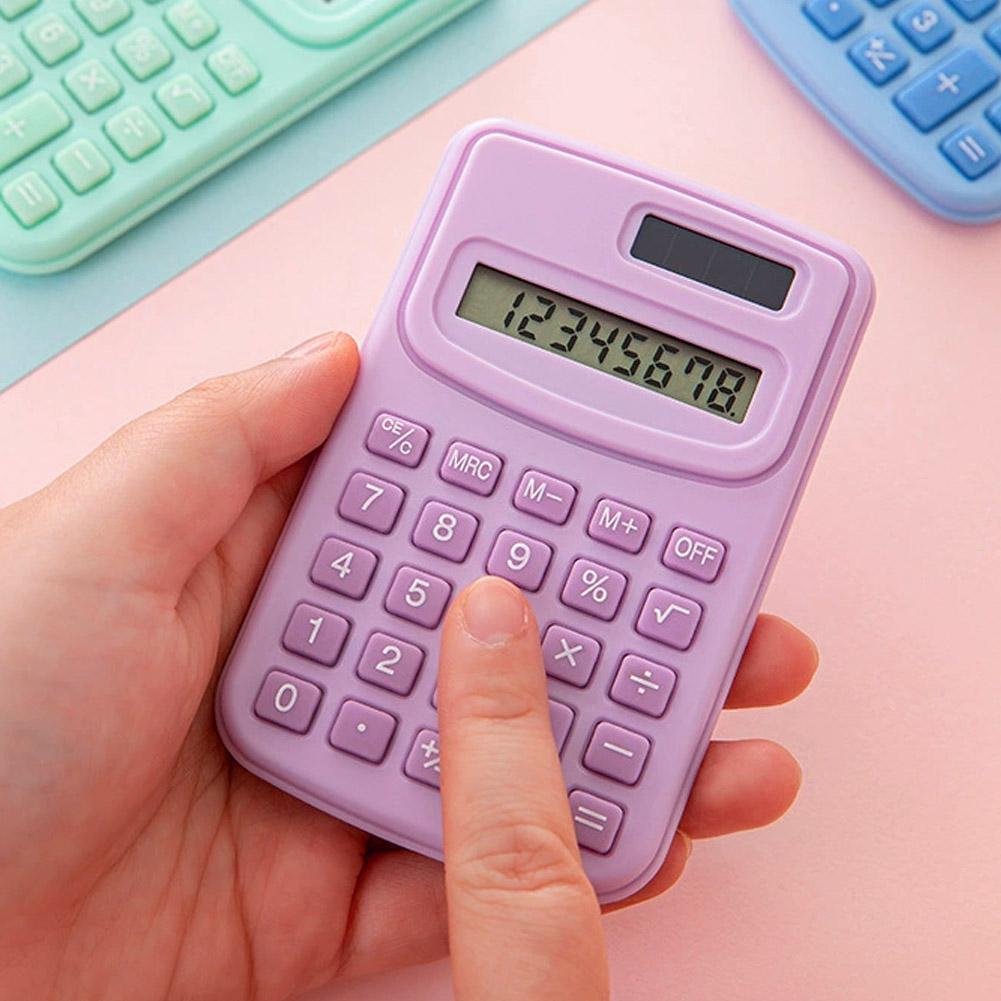 Small Solar Calculator Portable Calculator Cute 8 Digits LCD Electronic Home Office Calculator for Kid Primary School Calculator