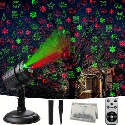 Christmas Laser Projector Lights, Christmas Decorations Laser Lights 12 Patterns Snow Santa Plug In Night Lights with Remote Control Timer