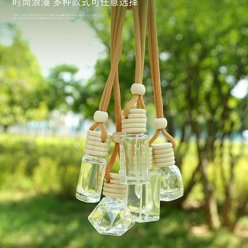 Car Air Freshener Pendant with Rope - Glass Bottle Fragrance Decanter for Bathroom