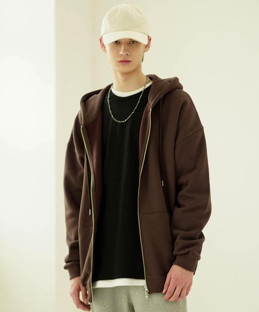 Fp142 Two-Way Essential Zip-Up Hoodie 8 Types Brown Sjhd1280
