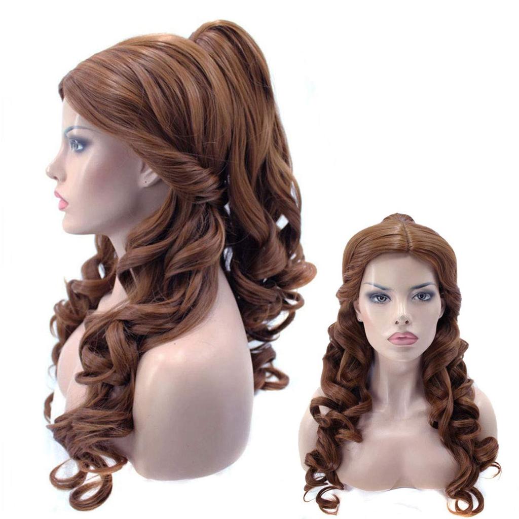 monoii La Belle Wig Cosplay Halloween Beauty and the Beast Princess Wig Long Curly Hair Costume d335