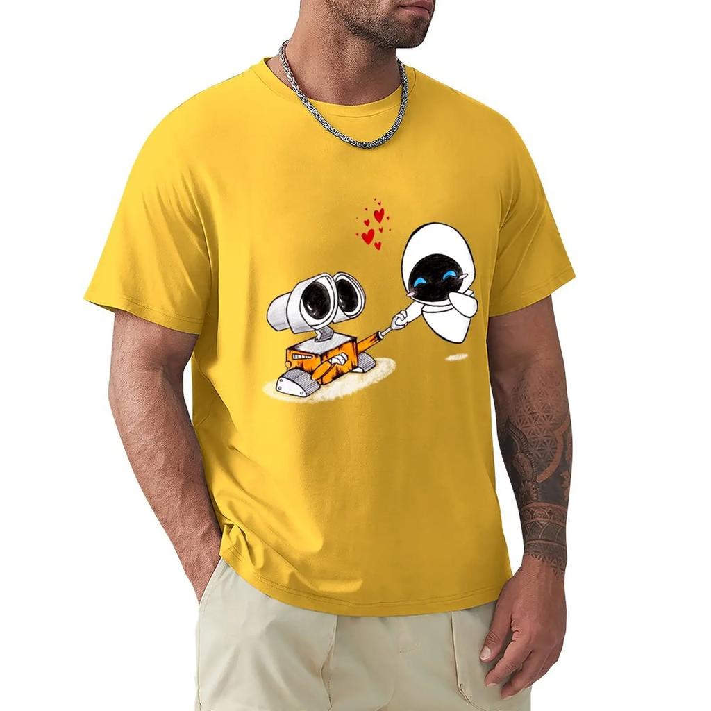Walle Eve Pencilcolor Drawing TShirt Kawaii Clothes Vintage Clothes Mens T Shirts Casual Stylish