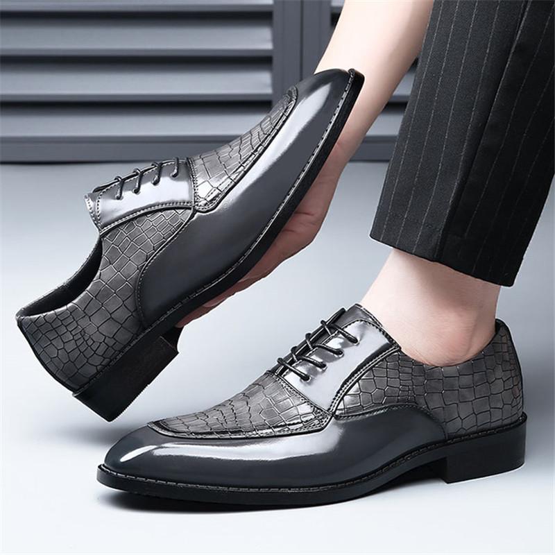 Fashion Designer New Men's Pointed Mixed Patchwork Casual Oxford Shoes Male Wedding Dress Homecoming Formal Wedding Footwear
