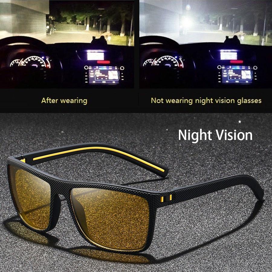 Fashion Vintage Square Frame Unisex Night Vision Glasses Anti Glare UV400 Eyewear Reduce Visual Fatigue