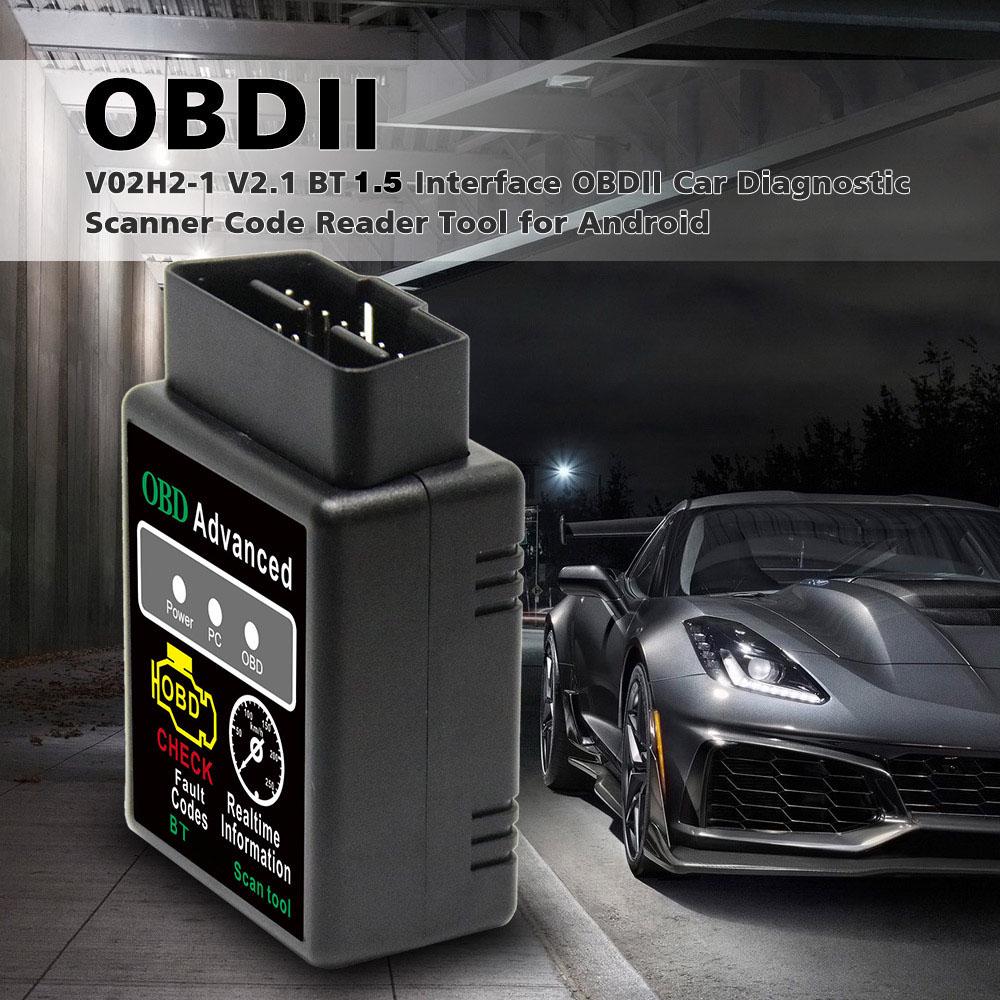 V02H2 1 V1.5 BT 2.0 Interface OBDII Car Diagnostic Scanner Code Reader Tool for Android