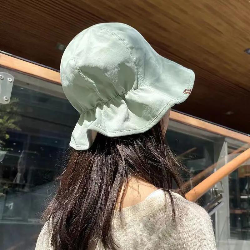 Freedom Outdoors Women's Fashion Solid Color Fisherman Caps For Korean Soft Cotton Pleated Bucket Hats Casual Outdoor Girl Sunshade Basin Caps