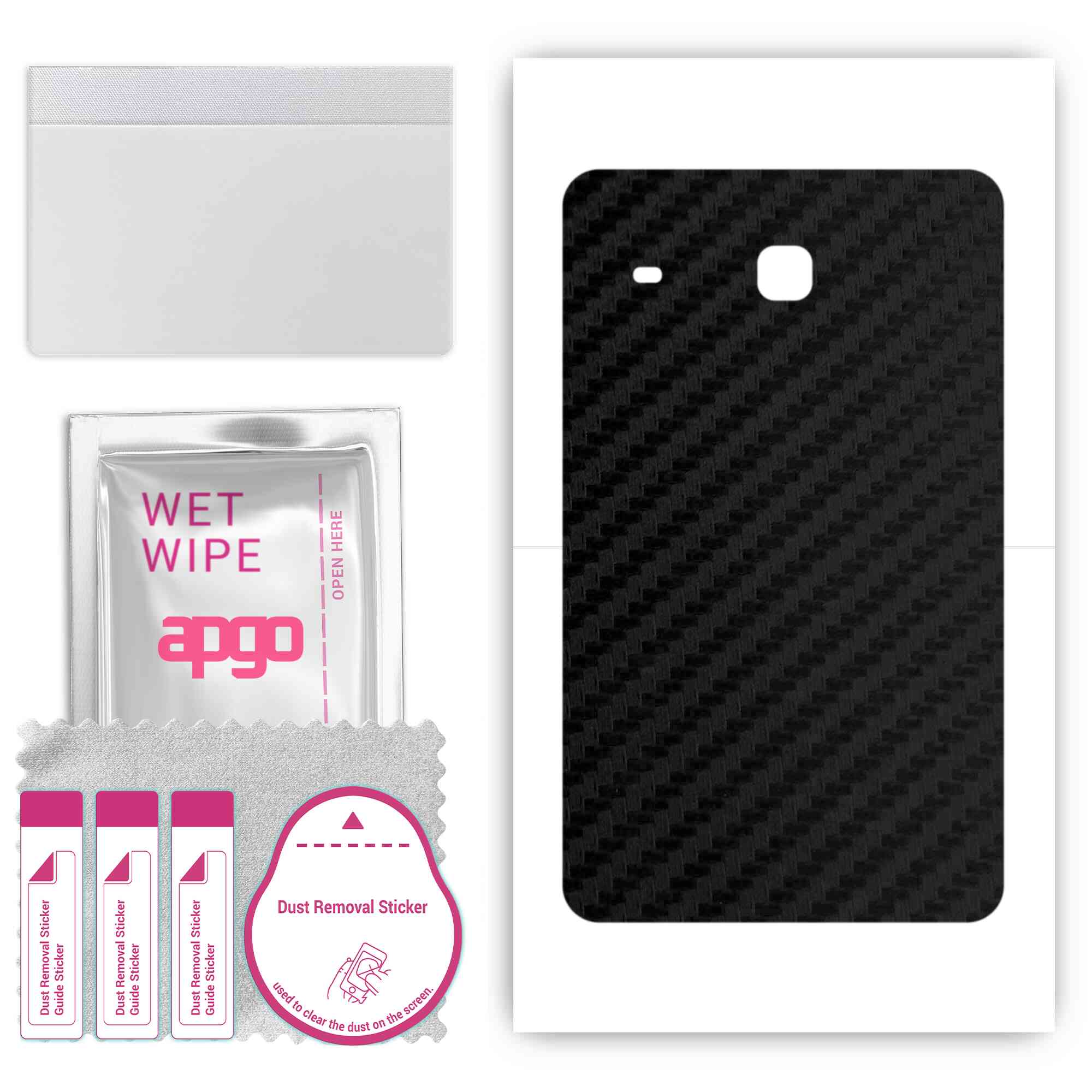 

apgo Protective Skin Sticker for the back compatible with Samsung Galaxy Tab E 8.0, Wrap Film, Foil, Vinyl - Pattern Carbon Black