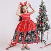Vestido de Piano de Cetim de Desenho Animado de Natal Europeu e Americano para Meninas