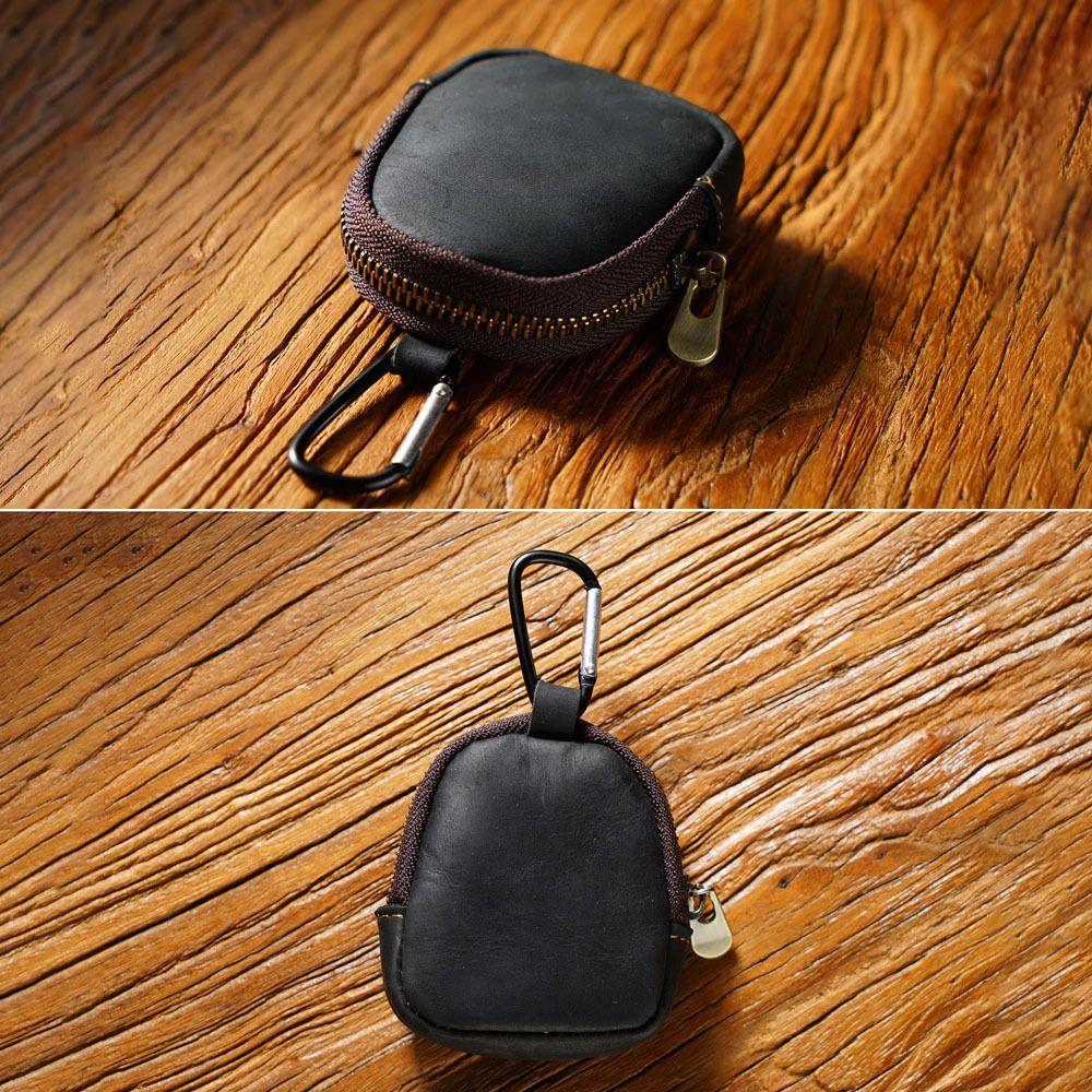 Genuine Leather Cowhide Coin Purses With Keyring Coin Pouch Fashion Small Purses