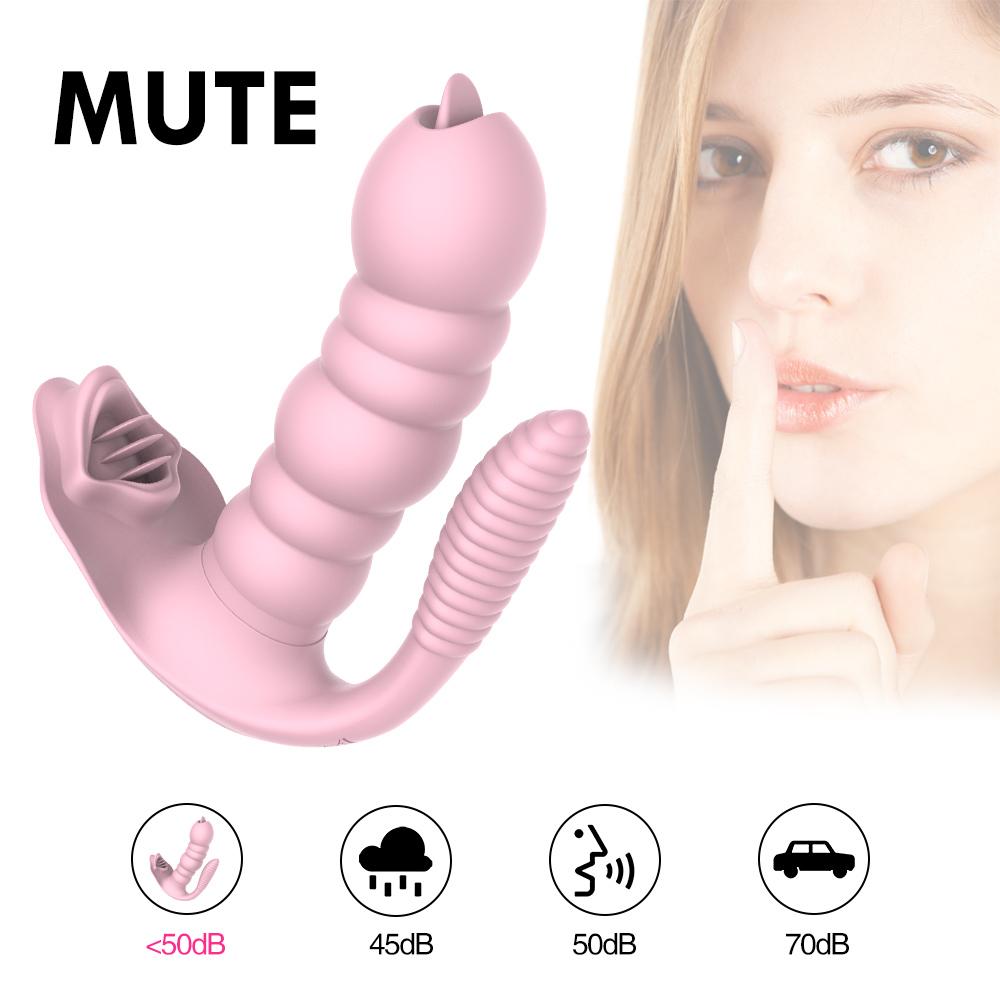3 IN 1 Licking Sucking Vibrator Erotic 10 Mode Vibrating Anal Vagina Clitoris Stimulator Wearable Oral Tongue Sex Toys for Women