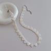 Damen Weiße Herzmuschel Perlenkette Silberbeschichtete Kette Choker Strandschmuck