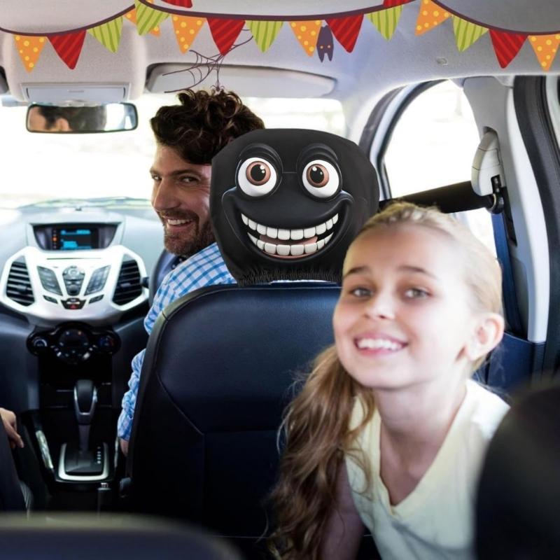 Humorous Car Seat Headrest Covers Frogs Design Strong Polyester Headrest Protector Easy Installation Auto Accessories