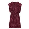 Vestito da festa in paillettes argento da donna, sexy, con scollo a V, maniche corte, mini aderente, abiti alla moda