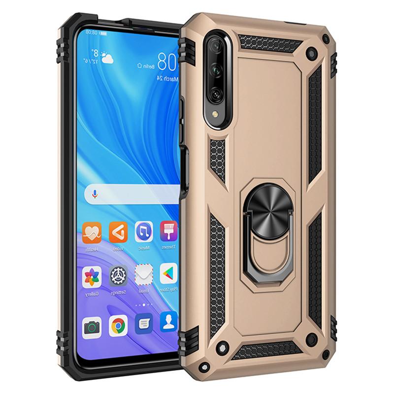Luxury Armor Shockproof Bumper Phone Case For Huawei Y6S Y8S Y9S Car Magnetic Metail Ring Stand Holder Back Cover