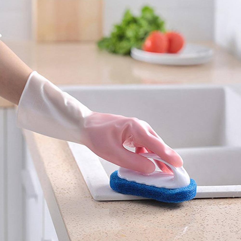 3 Pairs Non-Slip Texture Kitchen Cleaning Gloves Household Rubber Gloves  Dishwashing
