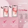 JEDirect iPhone 15 15 Plus Inch Camera Lens Film Glitter Shiny Individual 9H Tempered Glass Metal Ring Cover HD Clear 1 Set 6.1 inch/iPhone 6.7 (Pink)