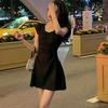 French Chic Solid Pleated U-neck Dress: Stylish Women's Summer A-line Waist-cinching Short Skirt