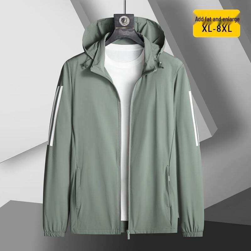 Dibinze Men's Plus Size Detachable Hood Ice Silk Breathable Summer Jacket