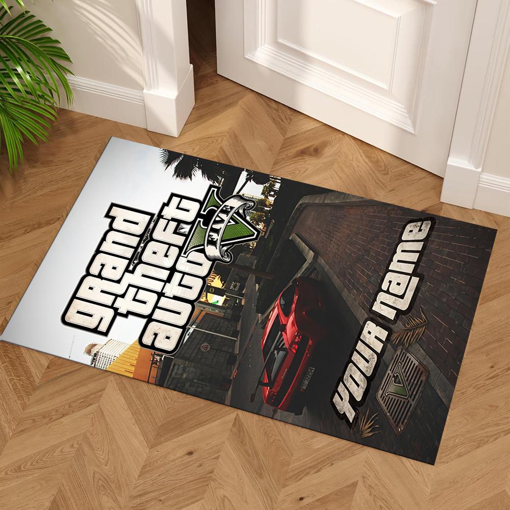 Grand Theft Auto Customizable Name Carpet Perfect for Dormitory Playrooms Outdoor Entryway Antislip Carpet Office home decor