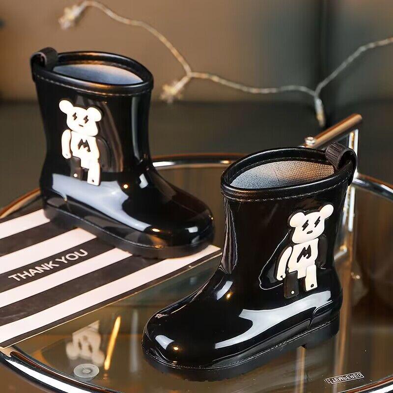 Children's Waterproof Rain Boots - Violent Bear Design, Non-slip, Sizes Small to Large for Boys and Girls