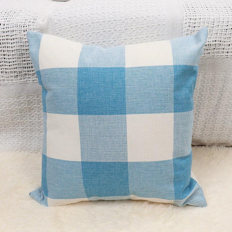 New Plaid Sofa Pillow Case Simple Home Classic Contrasting Color Pillow Ins Style Linen Bedside Pillow