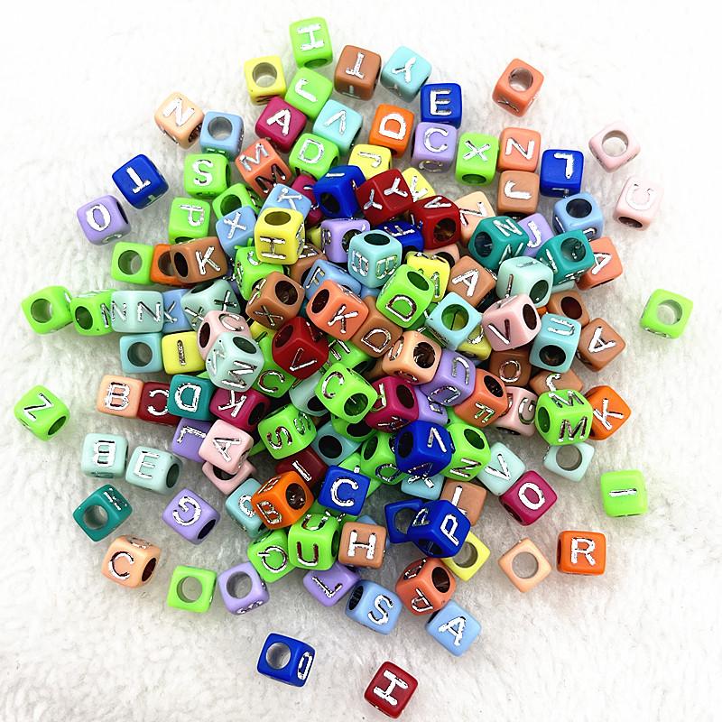100pcs 7x4mm 6x6mm Mixed Alphabet Letter Beads Charms Beads for Making Jewelry Diy Handmade Bracelets Accessories