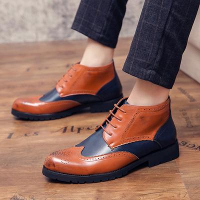 Plus Size Men Leather Boots Fashion Chelsea Booties Men Shoes British Style High Top Nightclub Style Boots