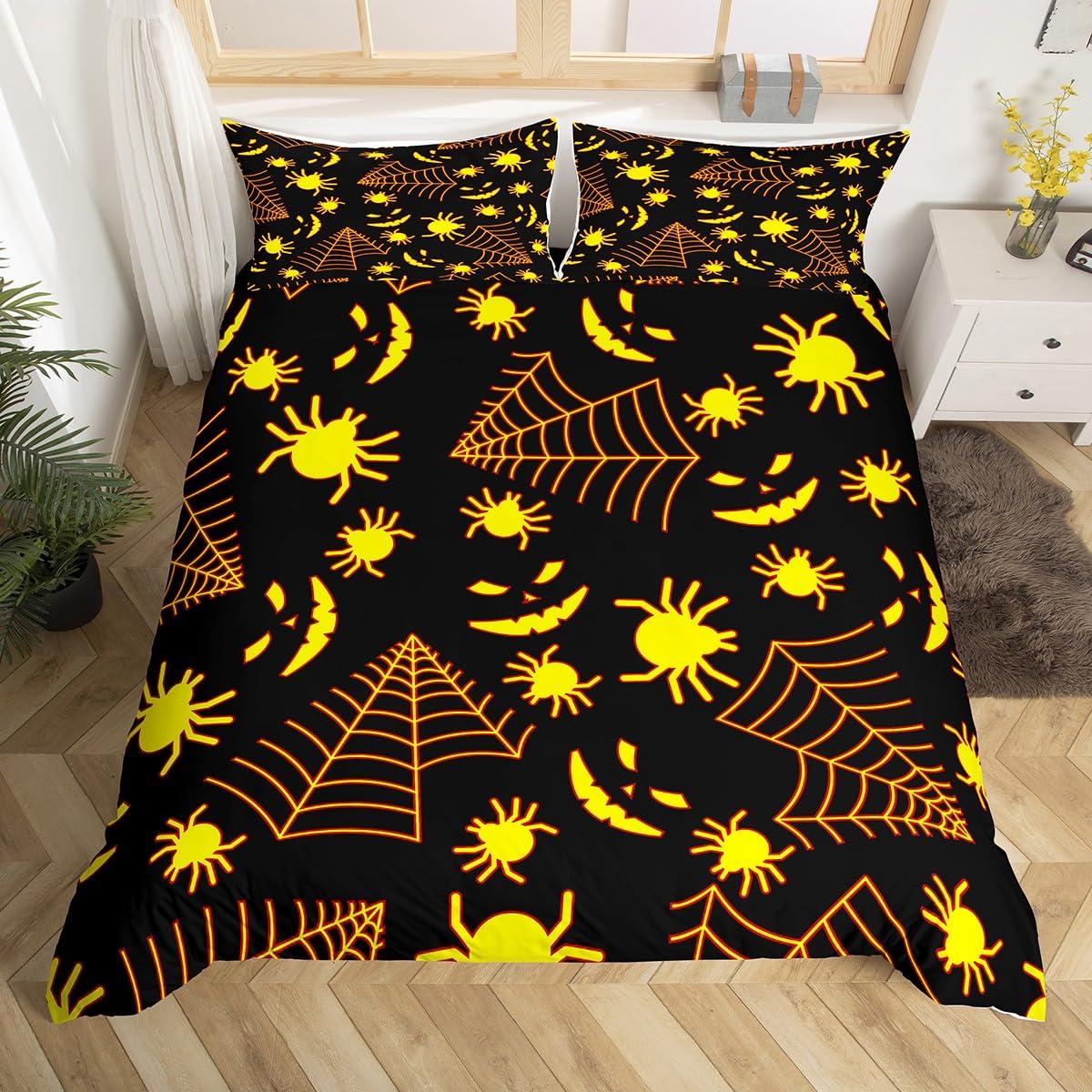 

Comforter Halloween Bedding Set Gothic Castles Trees Pumpkins Spooky Owls Cats Bats Comforter Horror Night Comforter (quilt)-EU Single(135*200cm)3pcs