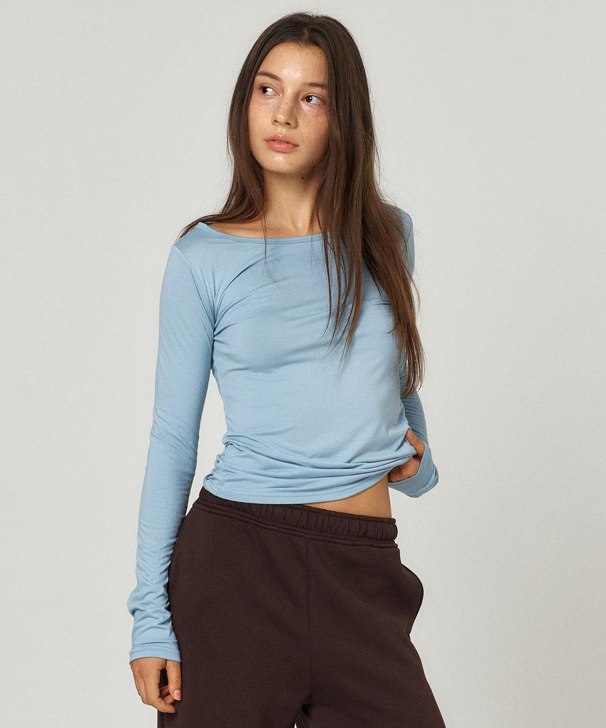 QUAFE Basic Boat Neck Slim Tee_6Color