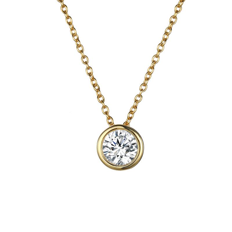 Shiny Colorful CZ Birthstone Necklace Round Stainless Steel Link Chain Necklace Boutique Birth Stone Zircon Necklace for Women