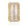 Double Row Bar Zircon Ring Hip Hop Style Unisex Finger Band Gold