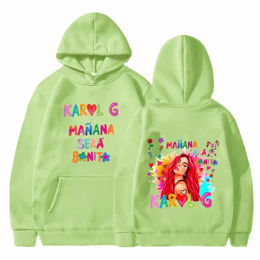 Karoll G Bichota Season Creative Letter Printing Sweatshirts for Men Ladies Photo Booth Long Sleeve Hooded Prevalent Hoodies Y2k