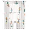 Ski Line Sport Tulle Curtains Living Room Kitchen Chiffon Curtain Bedroom Balcony Sheer Curtain Fashion Home Decor