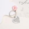 1pc Peach Heart Engraved Stainless Steel Keychain Bag Car Key Pendant Flower Key Ring Accessories