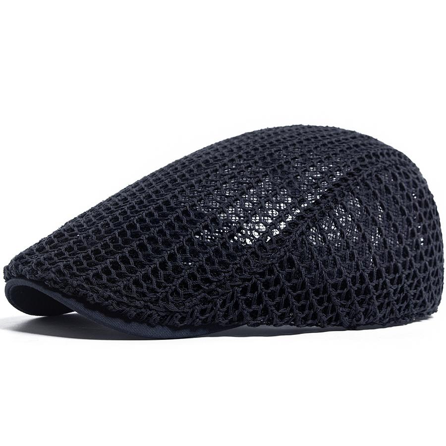 Cappello Uncinetto Estivo Sottile Donna Moda Berretto a Rete Casual Uomo Cappellino Newsboy Intrecciato Visiera Piatta Cappello Donna Per 56-60cm Regolabile